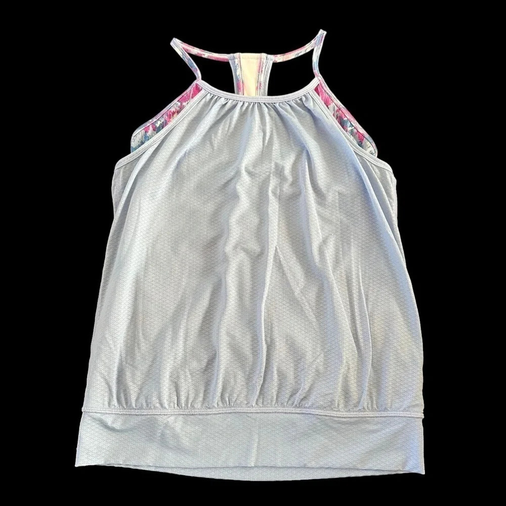 Ivivva Lululemon Girls Sz 12 Double Lined Active Tank Top Purple Pink Racerback